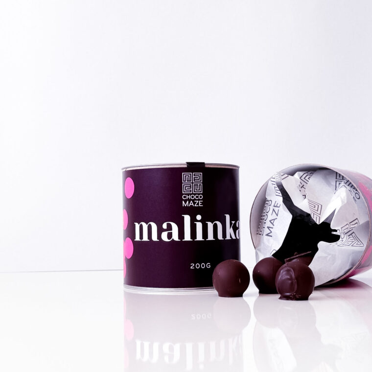 Malinka – málnakrémmel töltött étcsokoládé trüffel, 200g