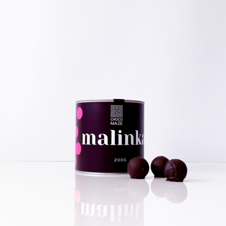 Malinka – málnakrémmel töltött étcsokoládé trüffel, 200g