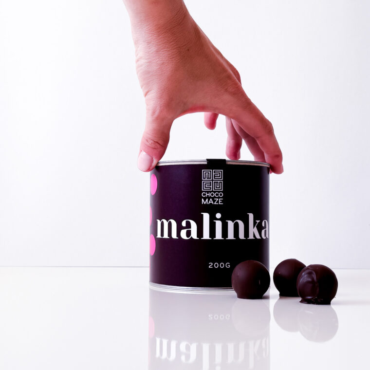 Malinka – málnakrémmel töltött étcsokoládé trüffel, 200g